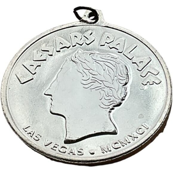 Caesars Palace Las Vegas Silver Metal Token Charm Pendant - Picture 2 of 4